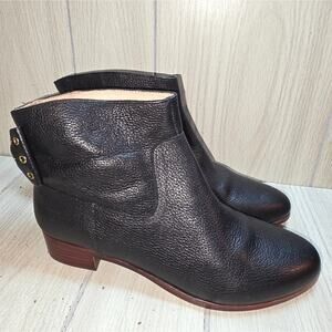 Kate Spade Black Pebbled Leather Ankle Boots Grommets Studded Bow Size 6.5